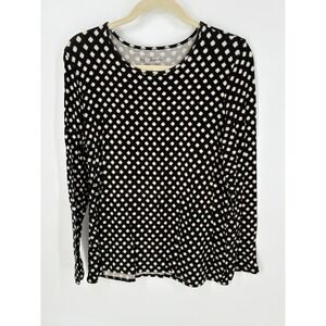 Chicos Women's Black & White‎ Diamond Print Long Sleeve Top, Size 2, Casual *